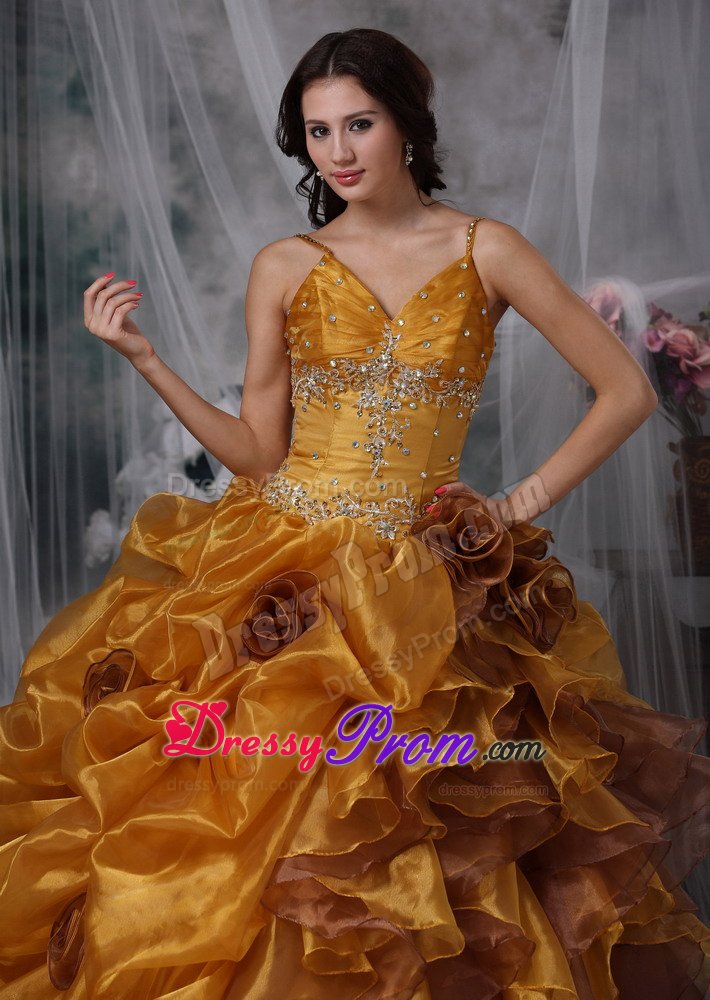 Spaghetti Straps Dress for Quince with Flowers Colors to Choose